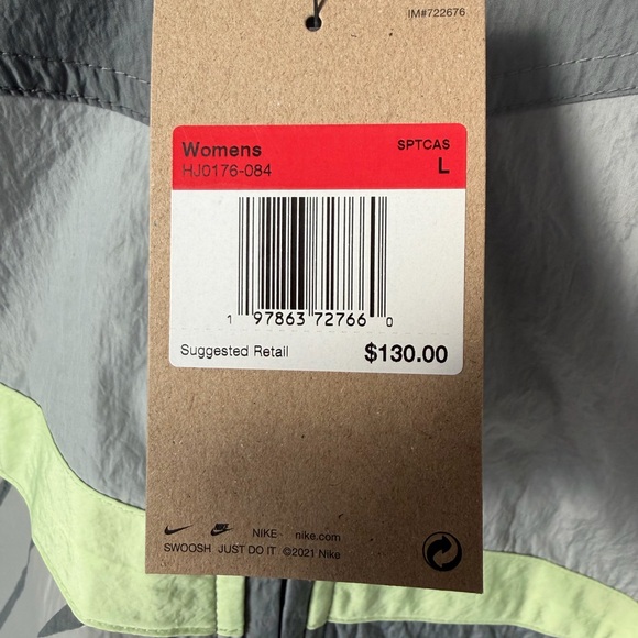 Nike grey mint green windbreaker rain Jacket